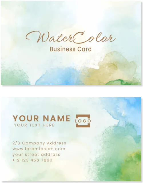 水彩調の名刺デザイン例